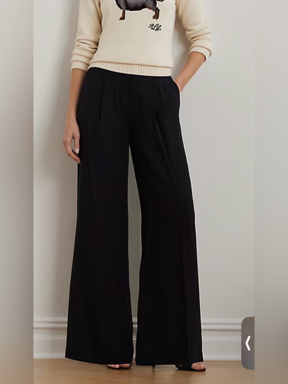 Lauren Ralph Lauren Double-Faced Georgette Women's Black Wide-Leg Pants